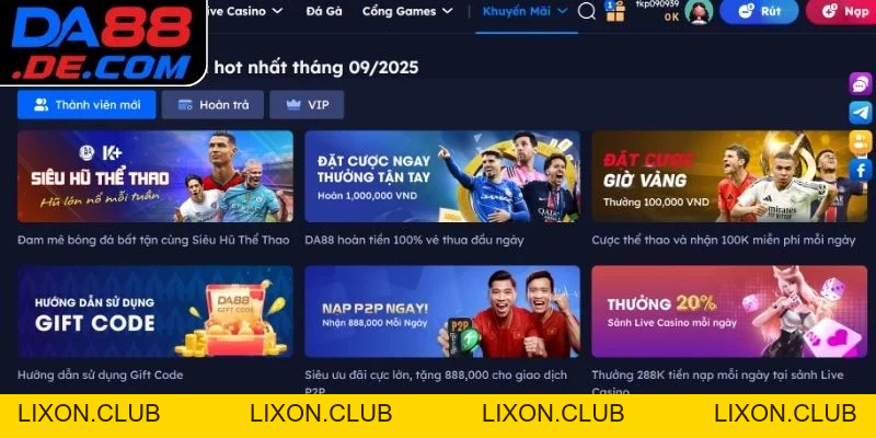 Khuyến Mãi DA88 - Vô Vàn Ưu Đãi Khủng Đang Chào Đón Bạn